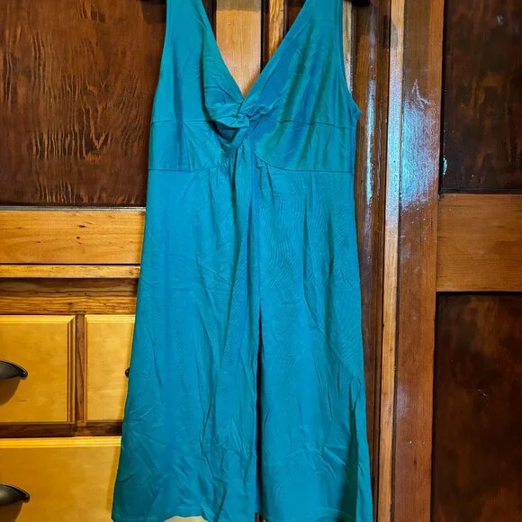 slim fit dress slacks Ann Taylor LOFT Sage Green Cotton Empire Waist Dress